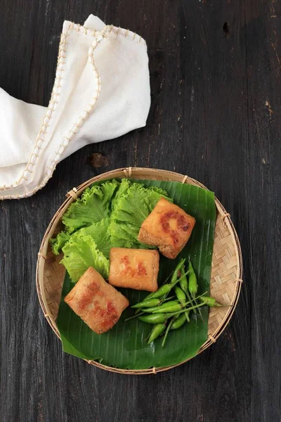 Top View Tahu Bacem Sladké Slané Dušené Tofu Sójovou Omáčkou — Stock fotografie