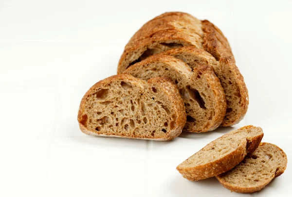 Loaf Rye Bread Cut Slices White Background Isolated — Stock Photo, Image
