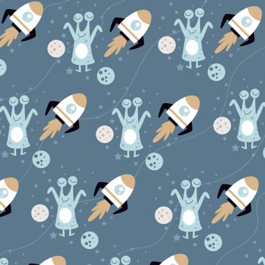 Yıldızlı ve aylı uzay gemisi deseni