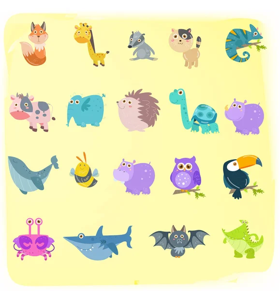 Set Animales Estilo Plano — Vector de stock