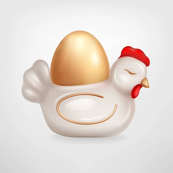 Pollo in ceramica con uovo — Vettoriale Stock