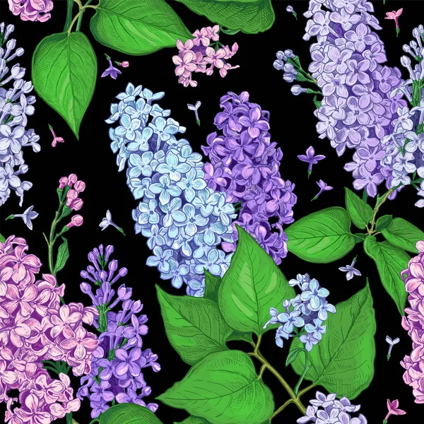 Mooi Naadloos Patroon Met Handgetekende Roze Blauwe Violette Bloemen Van — Stockvector