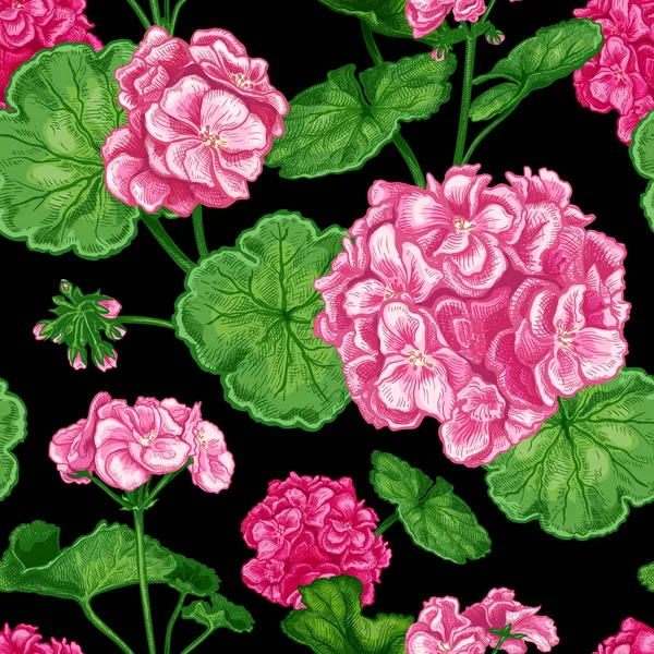 Hermoso Patrón Sin Costuras Con Flores Rosas Lujo Dibujadas Mano — Vector de stock