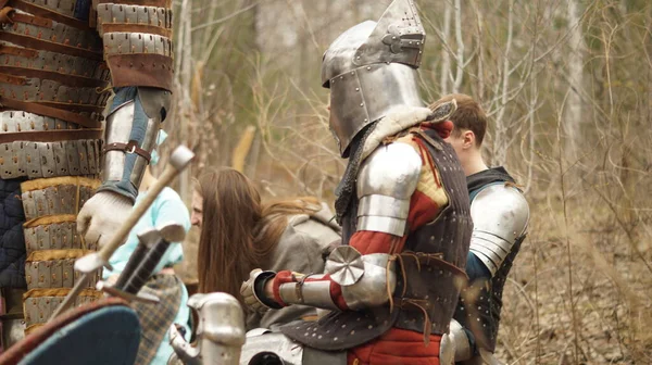 Reconstruction of a medieval jousting tournament. Inventory of knights and protective ammunition. Handmade by craftsmen. They have no historical value.