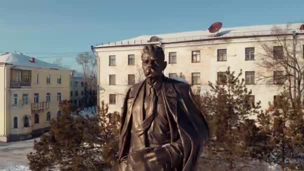 Rusya Nın Uzak Doğusundaki Khabarovsk Taki Maxim Gorky Anıtı Maxim — Stok video