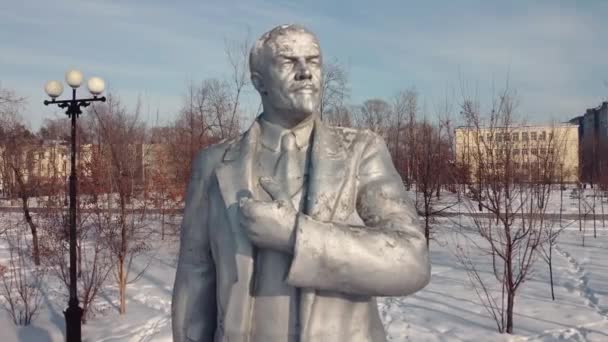 Kış Meydanı Meydan Vladimir Ilyich Lenin Anıtı Rus Uzak Doğusu — Stok video