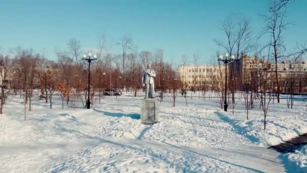 Vintertorget Och Torget Monument Över Vladimir Iljitj Lenin Den Ryska — Stockvideo