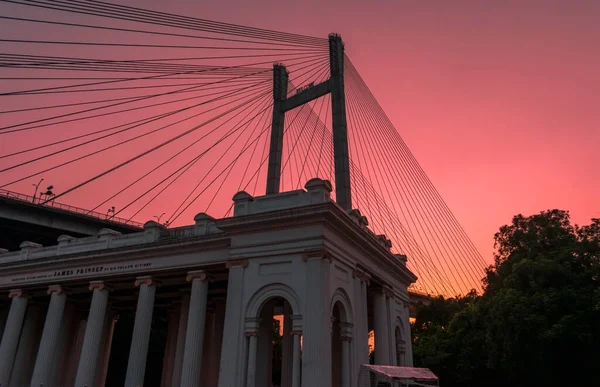 Evening Scene James Princep Memorial Kolkata Situated Vidyasagar Setu — ストック写真