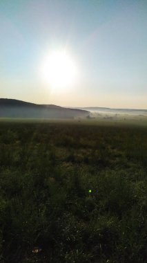 Siste gün doğumu. Sessiz, sık çayırlar. Bahar. Sakinlik