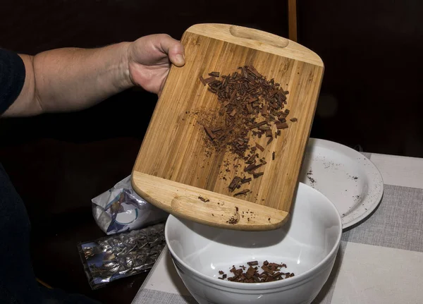 Woman Hand Pours Pieces Cinnamon Sticks Container Making Tea Mixture — Photo
