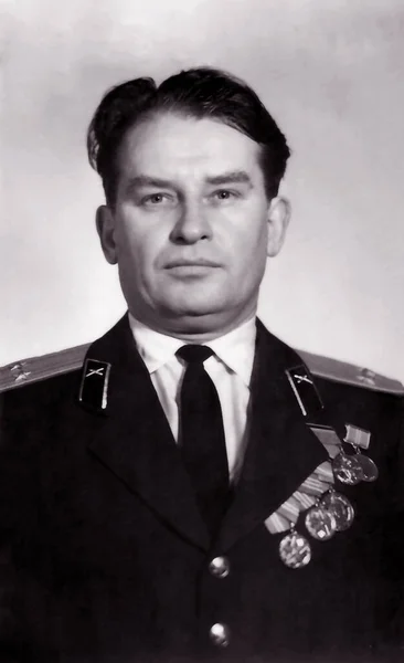 Ussr Circa 1962 Old Photo Shows Portrait Lieutenant Soviet Army — Stockfoto