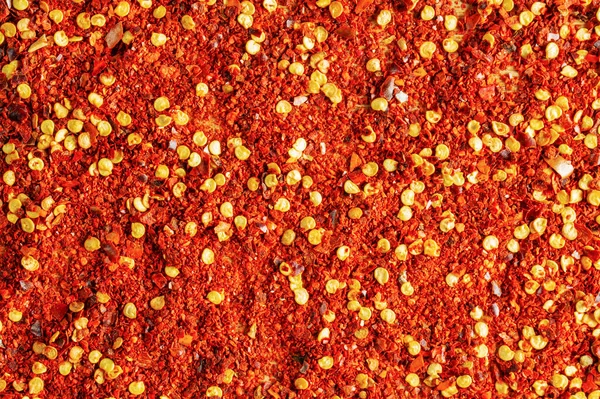 Suszony Proszek Czerwonej Papryki Tło Zgniecionej Suchej Papryki Chili Widok — Zdjęcie stockowe