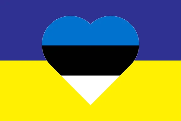 Serce Malowane Kolorach Flagi Estonii Fladze Ukrainy Ilustracja Serca Narodowym — Zdjęcie stockowe