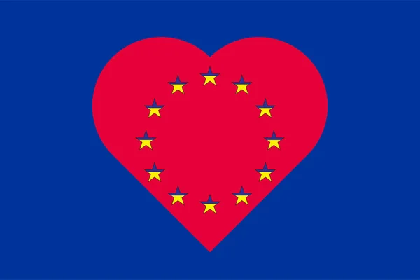 Zászló Ukrajna Formájában Szív Hátterében Európai Unió Zászlója Ukrajna Koncepció — Stock Fotó