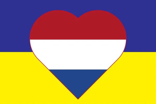 Szív Festett Színek Zászló Hollandia Zászló Ukrajna Szív Illusztrációja Hollandia — Stock Fotó