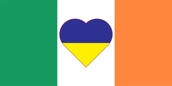 Ett Hjärta Målat Färgerna Ukrainas Flagga Irlands Flagga Illustration Ett — Stockfoto