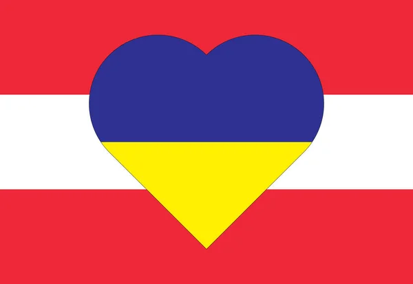 Coração Pintado Nas Cores Bandeira Ucrânia Bandeira Áustria Ilustração Coração — Fotografia de Stock
