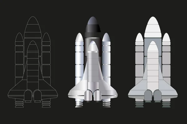 Rockets Realistic Shuttle Spaceships Launch Expeditionary Rockets Exploring Universe Illustration — Stock Photo, Image