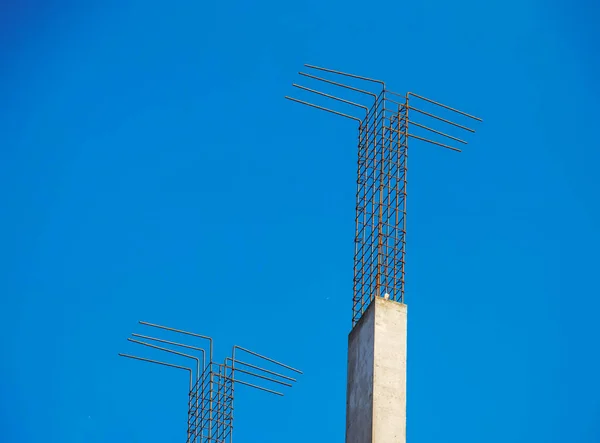 Bewehrung Für Stahlstange Quadratischer Form Für Betonkonstruktion Hausbau — Stockfoto
