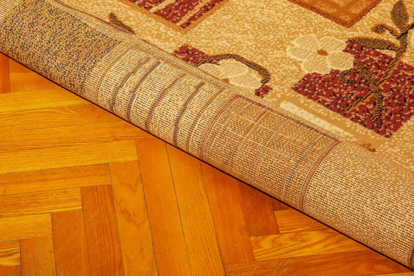 Rolled Carpet Floor Living Room Close Concept Cleaning Room Carpet — ストック写真