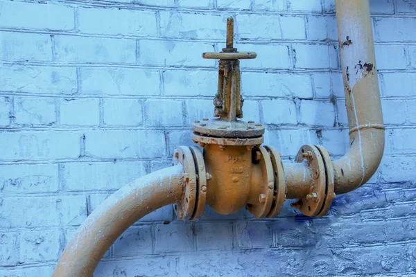 Rusty Old Gas Tap Background Wall House — Stock Photo, Image