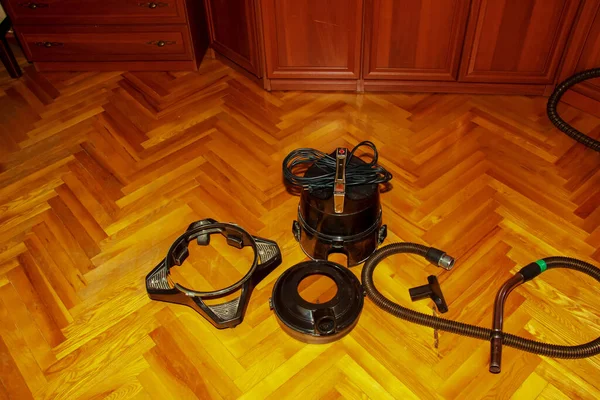 Disassembled Vacuum Cleaner Water Filter Parquet Floor — Stock Fotó