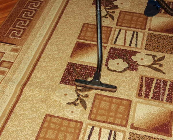 Head Modern Vacuum Cleaner Background Carpet Close — Zdjęcie stockowe