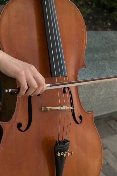 Klasik Bir Müzik Parçasının Notalarını Almak Için Çello Çalan Yayları — Stok fotoğraf