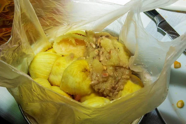 Biodegradable Trash Leftover Lemon Peel Seeds Lemon Pulp Plastic Bag — Stok fotoğraf