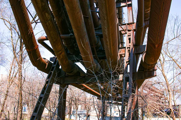 Gas Pipelines Metallurgical Plant Blue Sky Concept Economic Crisis Ecology — Stock Photo, Image