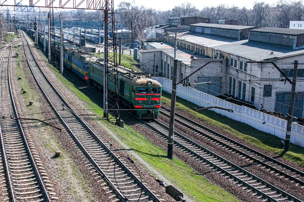 Perspectief Het Spoor Vervoerconcept Oekraïense Spoorwegverbinding — Stockfoto