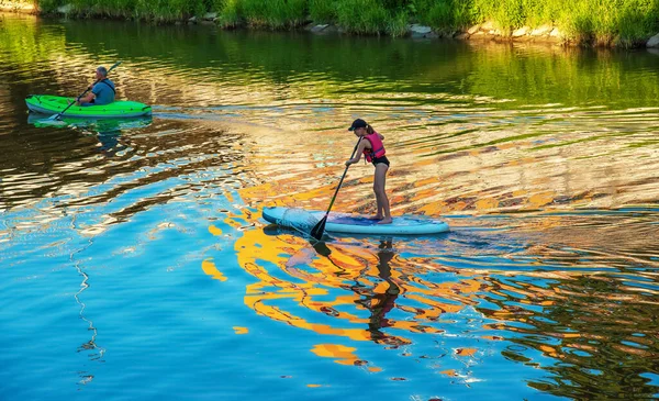 Nitra Slovakia 2022 Young Girl Middle Aged Man Sailing Different — Stock Photo, Image