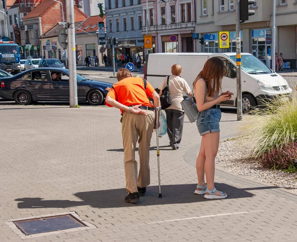 Nitra Slovakia 2022 Young Girl Holds Smartphone Her Hands Very — Fotografia de Stock
