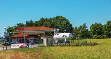 SLOVAKIA - 06.11.2022: Gas filling station on a motorway in Slovakia.