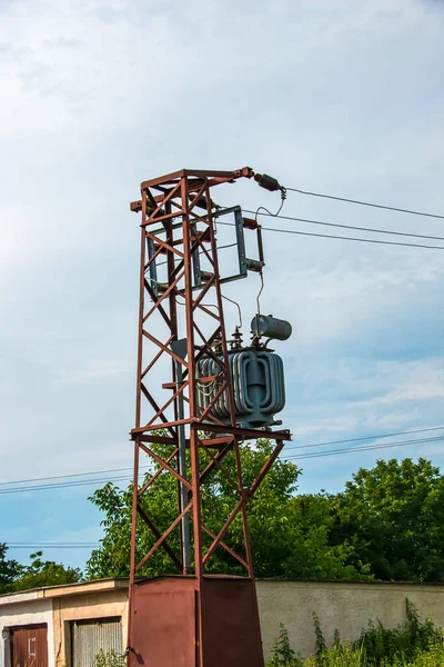 Medium Voltage Power Tower Transformer Substation Used Small Consumers Small — Foto Stock