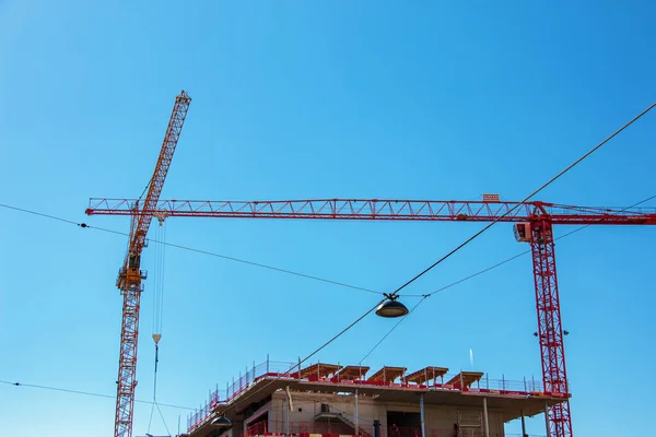 Vienna Austria 2022 Crane Construction Site Blue Sky — стоковое фото