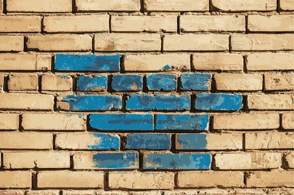 Illustration of the texture of old colored bricks. Close-up of a red and green brick wall with painted bricks. Horizontal background with free space for text