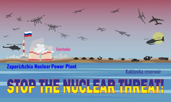 Stop Nuclear Threat Illustration Danger Radioactive Contamination Connection Fighting Energodar — Foto Stock