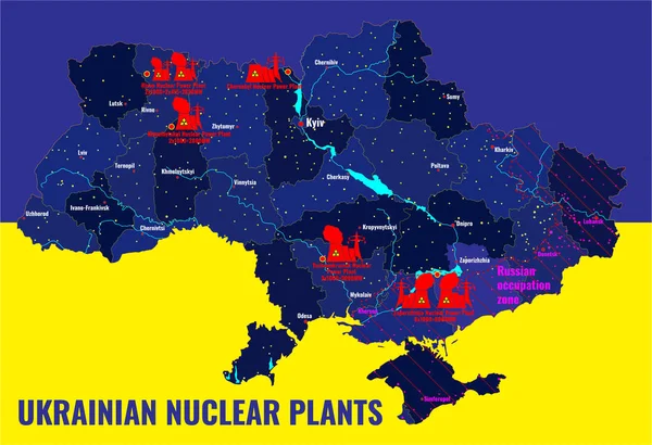 Карта Атомной Электростанции Украины Крупнейшая Европе Запорожская Аэс Представляет Опасность — стоковое фото