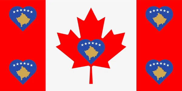 Flag Kosovo Form Heart Flag Canada Allied Support Kosovo Flat — Zdjęcie stockowe