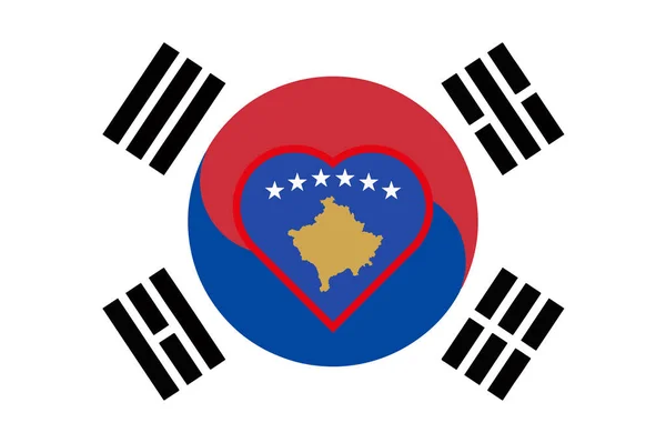 Flag Kosovo Form Heart Flag South Korea Allied Support Kosovo — 스톡 사진