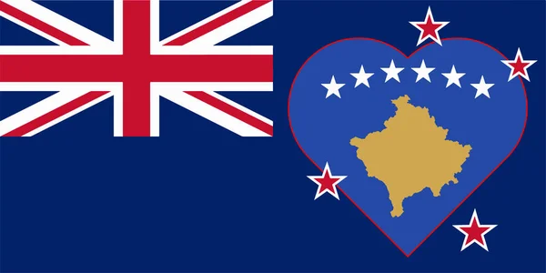 Флаг Косово Виде Сердца Флаге Новой Зеландии Союзная Поддержка Косово — стоковое фото