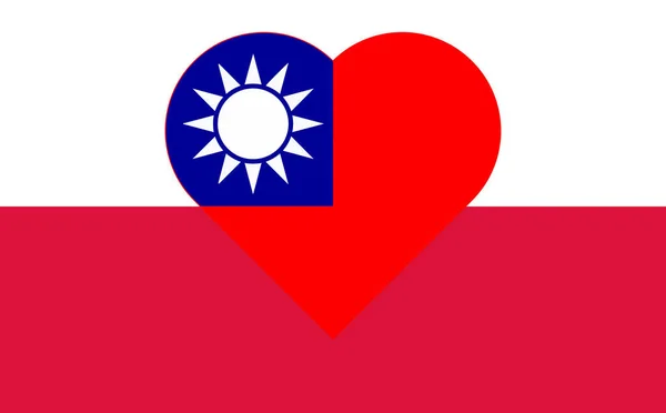 Flag Taiwan Form Heart Flag Poland Allied Support Taiwan Flat — Stok fotoğraf