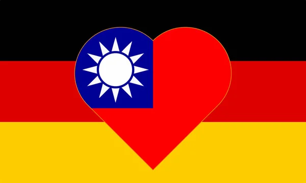 Flag Taiwan Form Heart Flag Germany Allied Support Taiwan Flat — Stok fotoğraf