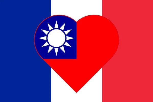 Flag Taiwan Form Heart Flag France Allied Support Taiwan Flat — Zdjęcie stockowe
