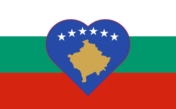 Flag Kosovo Form Heart Flag Bulgaria Allied Support Kosovo Flat —  Fotos de Stock