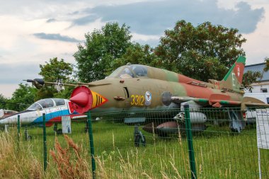 Aeroclub, Nitra, Slovakia - 06.16.2022: Sukoj Su-22 M4 on the territory of the Aeroclub in Nitra.