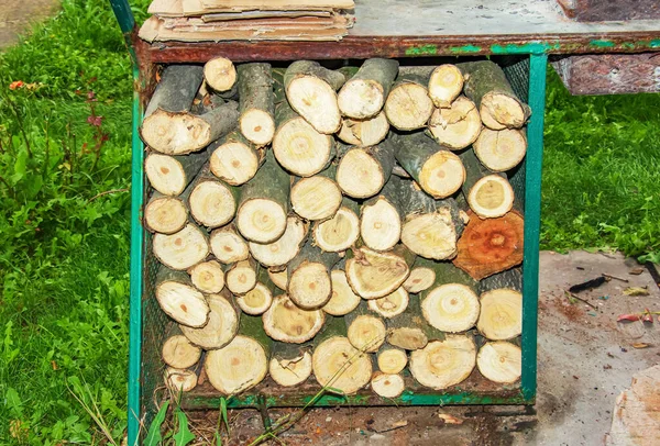 Winter Preparation Stacking Firewood Pile Firewood Loggs Firewood Background — Stock Photo, Image