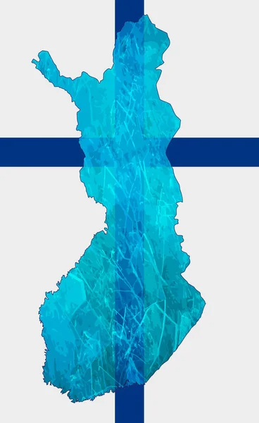 Delinear Mapa Finlândia Com Imagem Bandeira Nacional Gelo Dentro Mapa — Fotografia de Stock