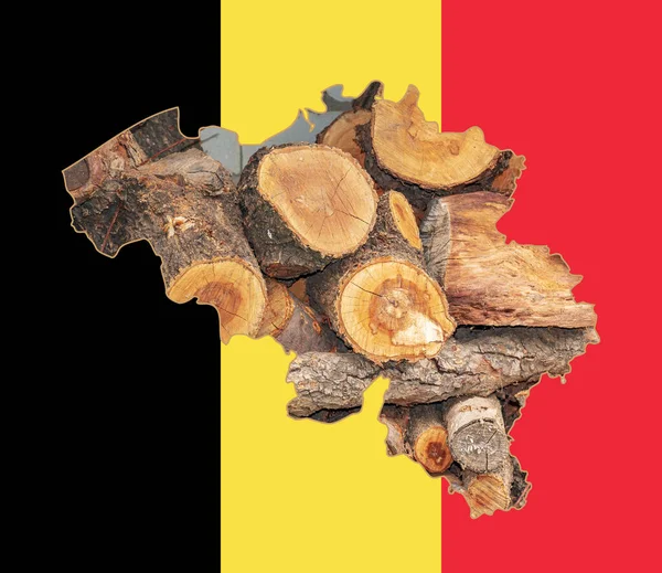 Schema Del Belgio Con Immagine Della Bandiera Nazionale Legna Ardere — Foto Stock